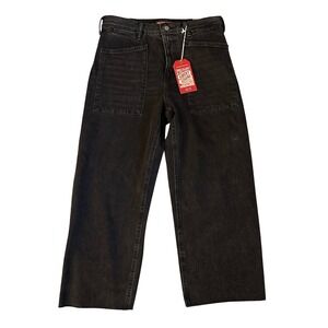 Lucky Brand Lucky Legend Wide Leg Jeans Womens 12/31 Black NWT High Rise Patch